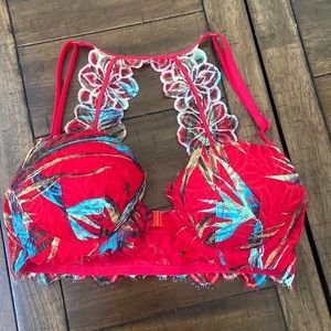 PINK: Red Lace Racerback Bra